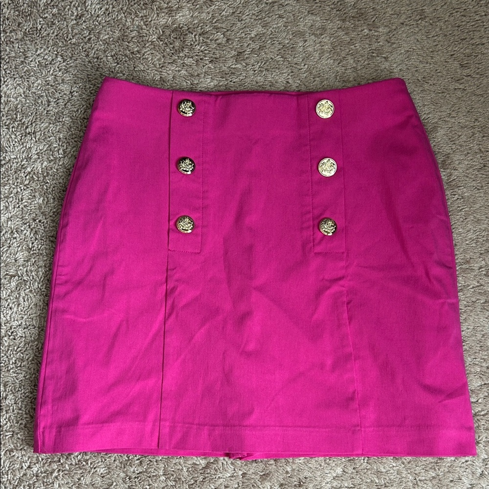 Counterparts hot pink skort with gold button embellishments, size M